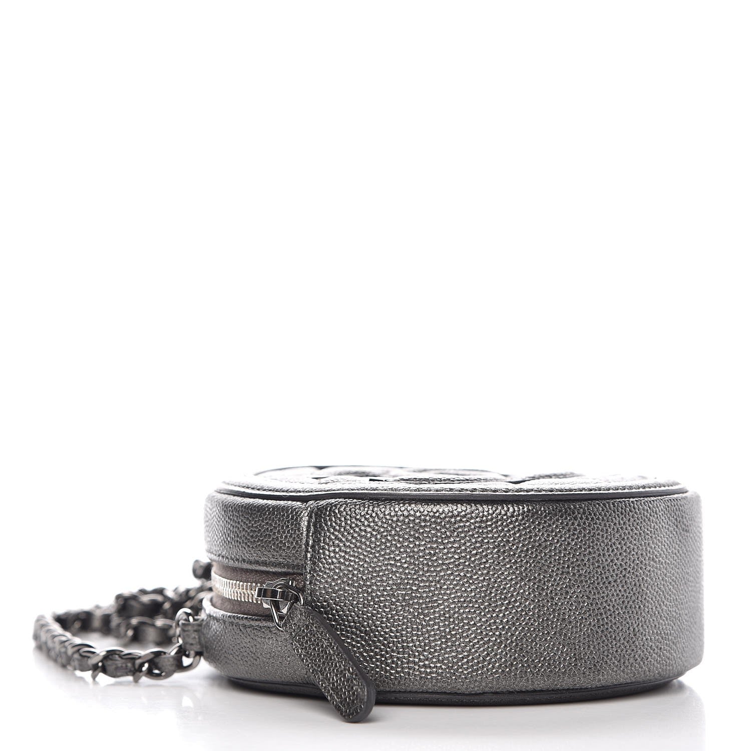 Chanel Metallic Caviar Quilted Round Filigree Crossbody Dark Silver 4 of 8