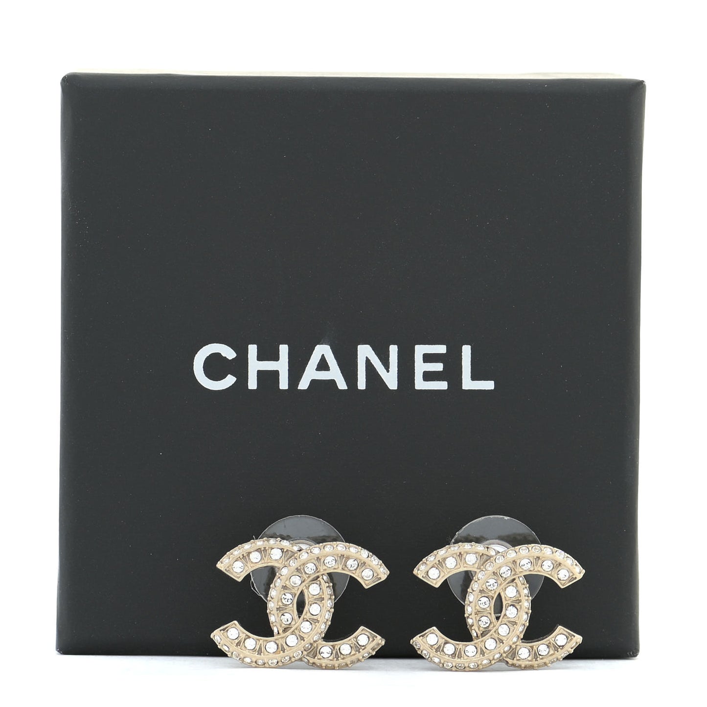Crystal Timeless CC Earrings Light Gold