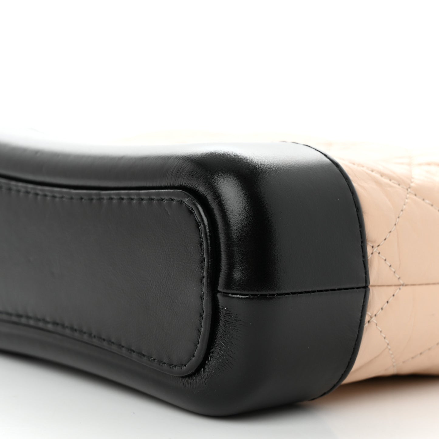 Aged Calfskin Quilted Small Gabrielle Hobo Beige Black