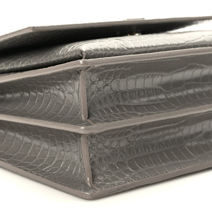 Saint Laurent Calfskin Crocodile Embossed Medium Monogram Sunset Fog 8 of 10