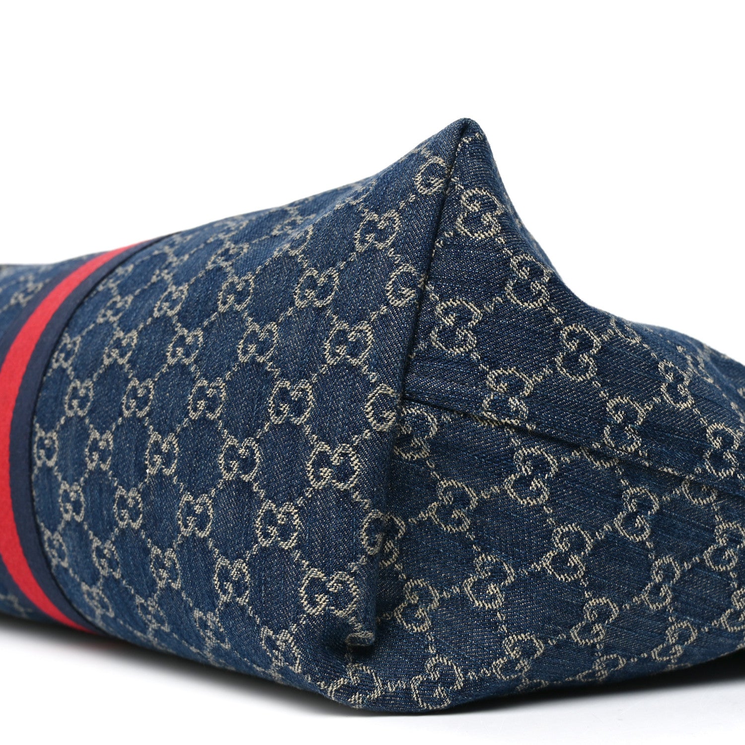 Gucci Denim GG Monogram Web Large Giglio Tote Blue 10 of 10