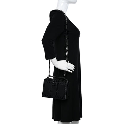 Prada City Calfskin Saffiano Studded Cahier Bag Black 2 of 12