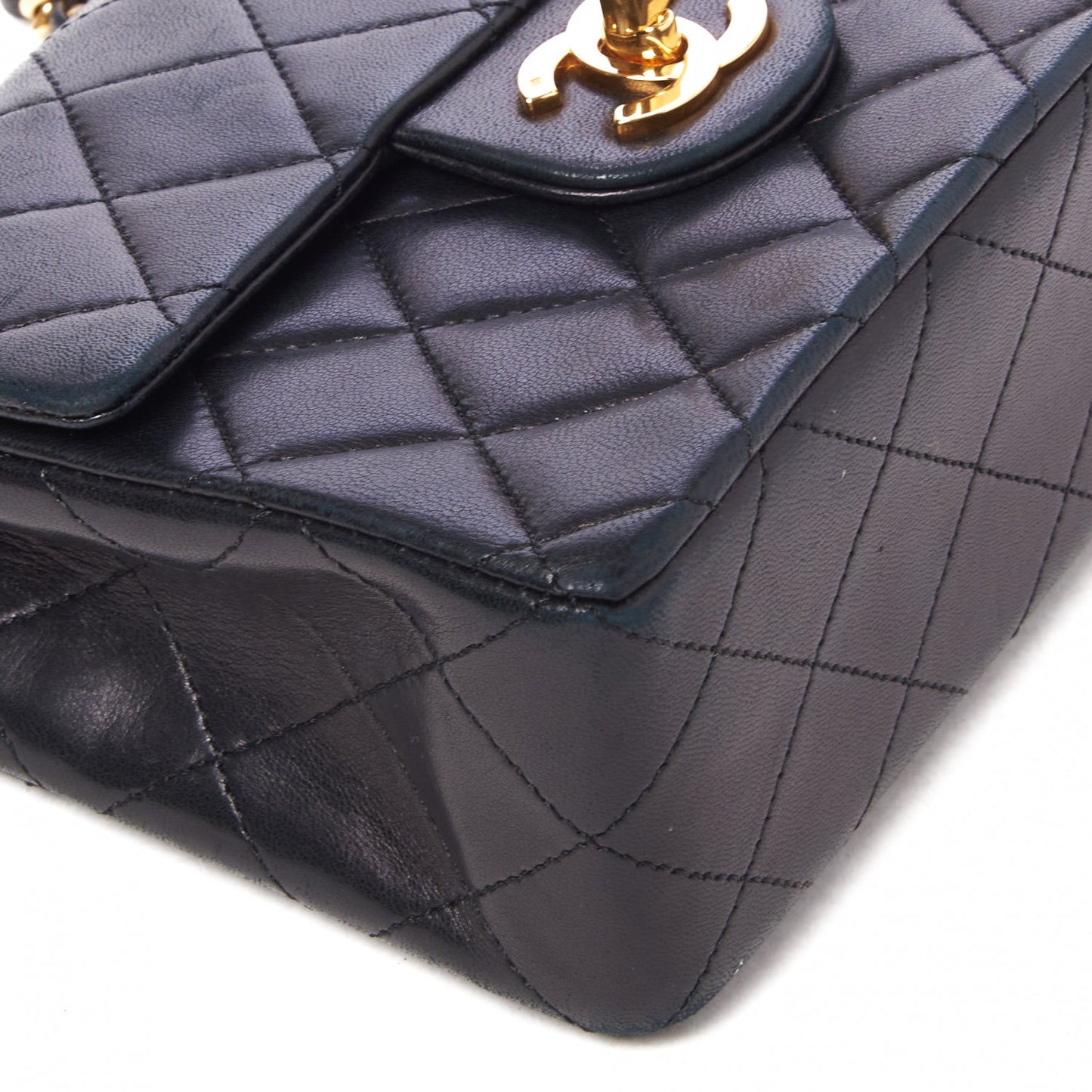 Lambskin Quilted Mini Square Flap Black