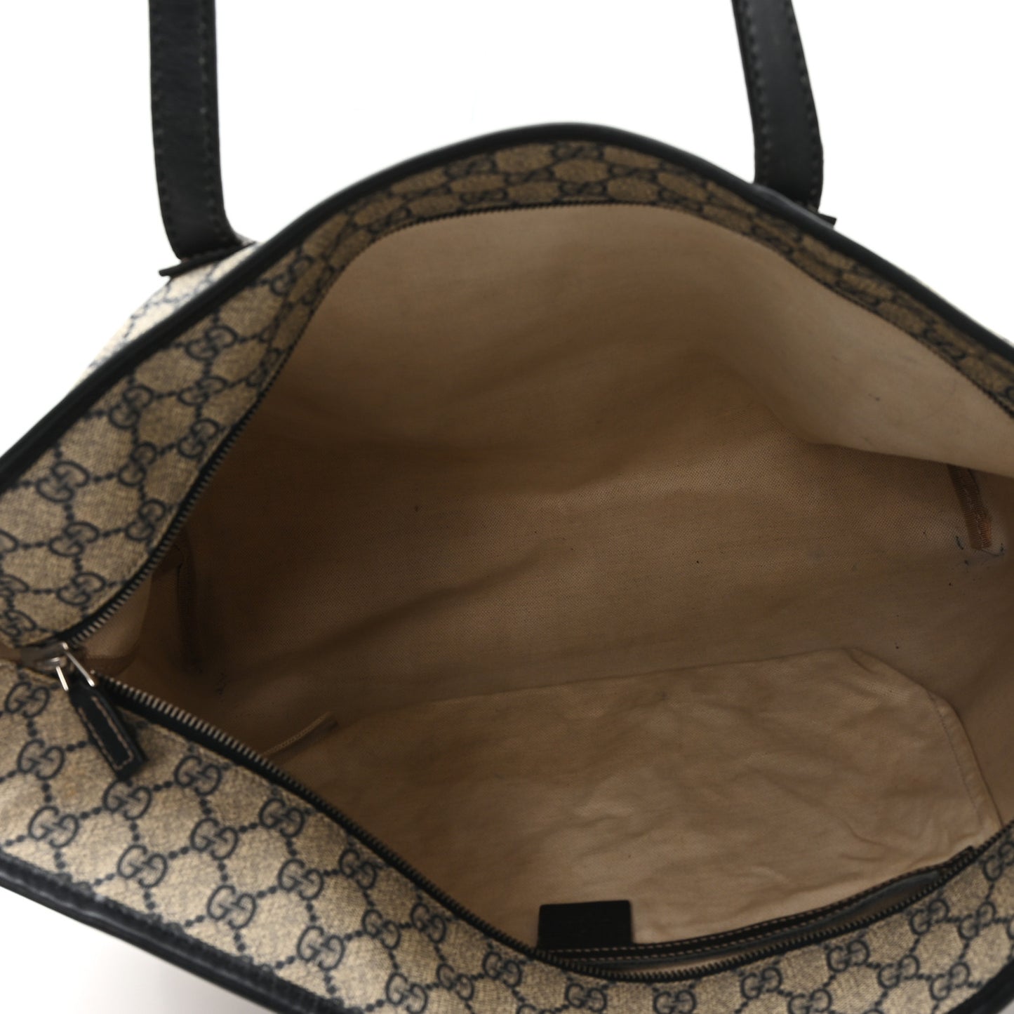 GG Supreme Monogram Large Zippered Shopping Tote Navy