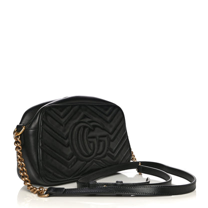 Gucci Calfskin Matelasse Small GG Marmont Chain Shoulder Bag Black 3 of 11