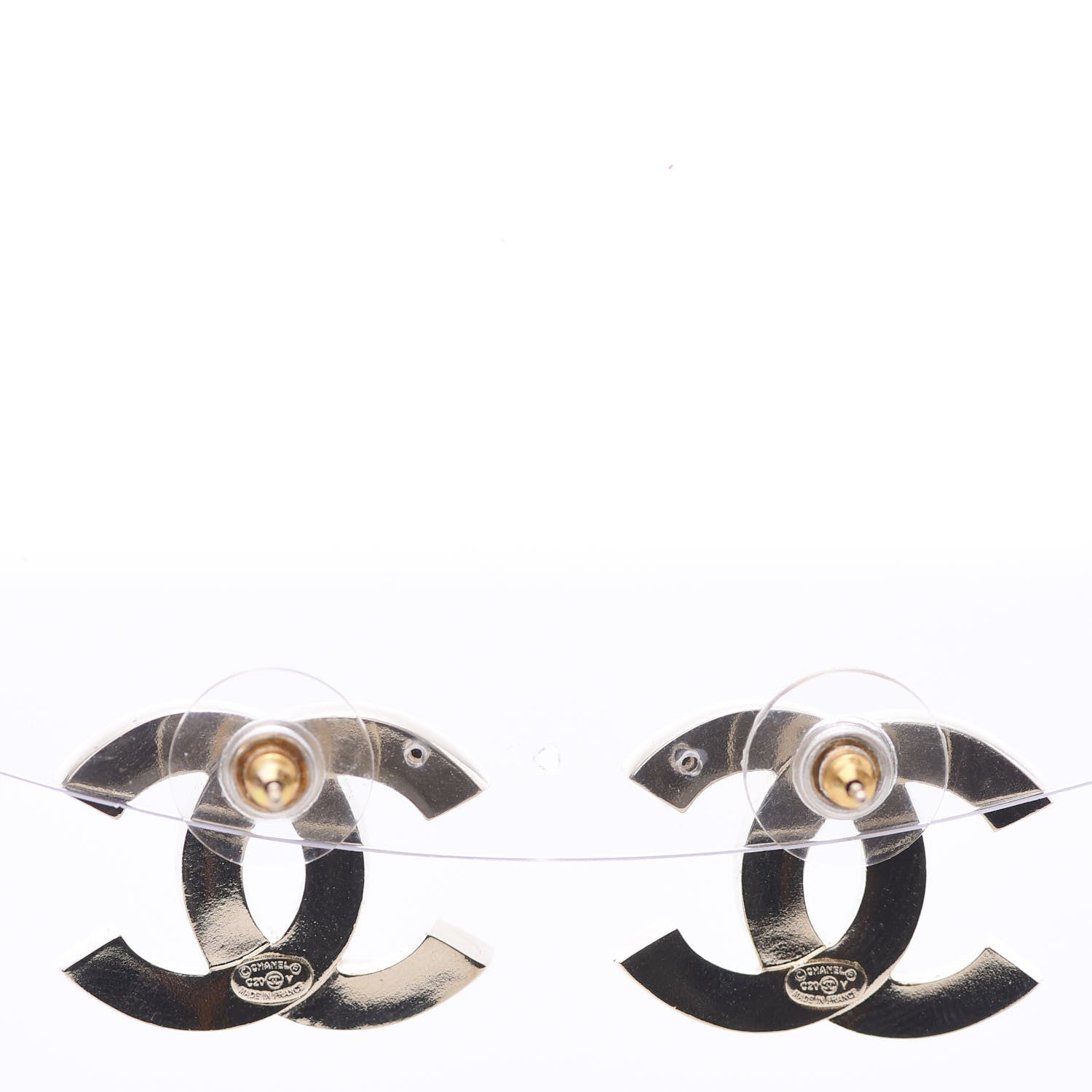 Chanel Crystal CC Earrings Light Gold 4 of 5
