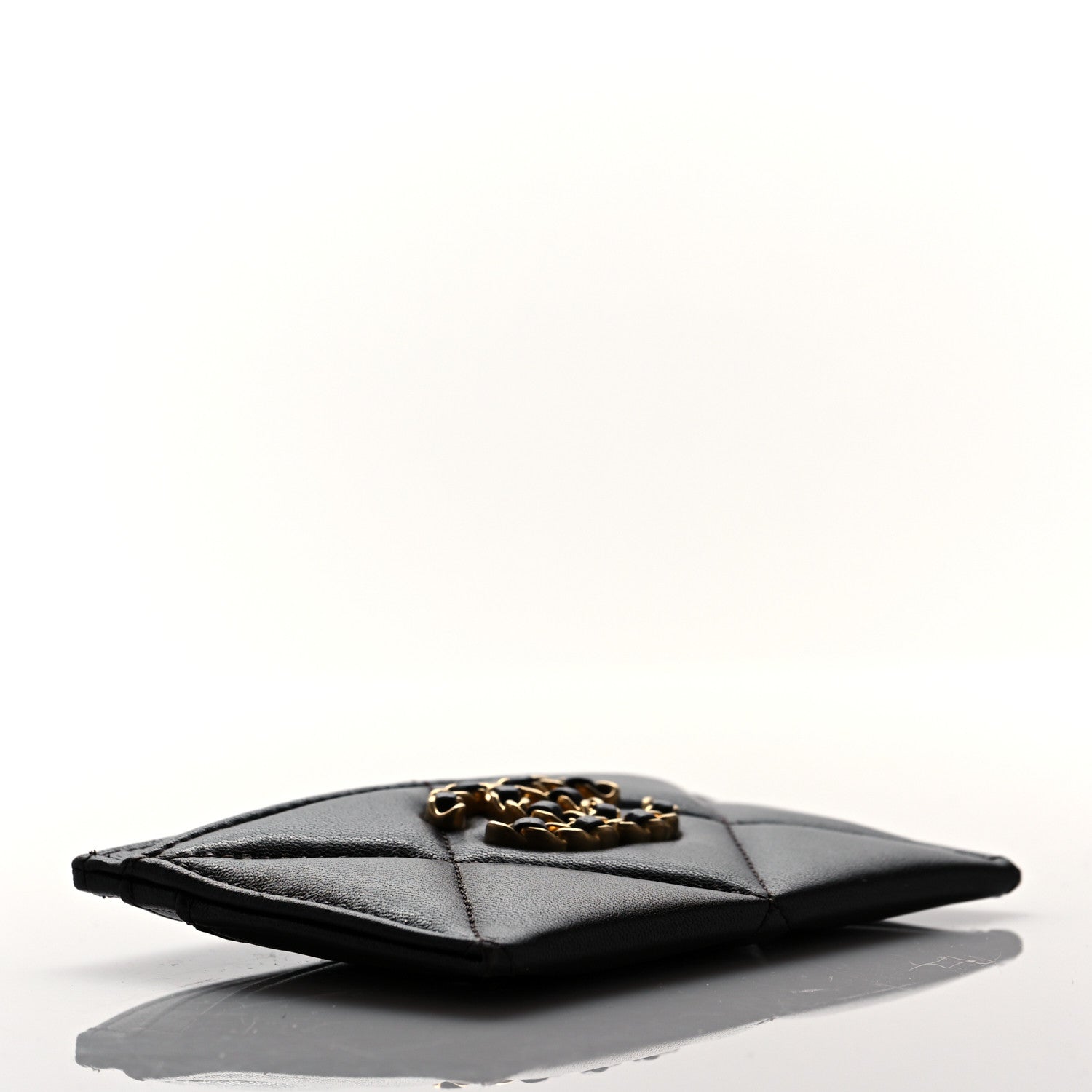 Chanel Lambskin Quilted Chanel 19 Card Holder Dark Brown 4 of 10