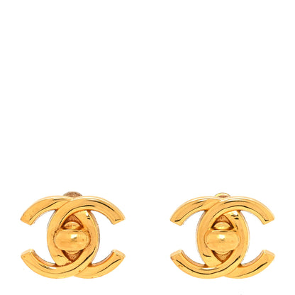 Chanel Metal CC Turnlock Clip On Earrings Gold 1 of 4