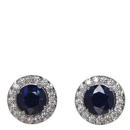 Tiffany Platinum Diamond Sapphire Soleste Earrings 1 of 13