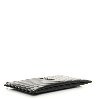 Saint Laurent Grain De Poudre Chevron Monogram Bill Pouch Black 4 of 10