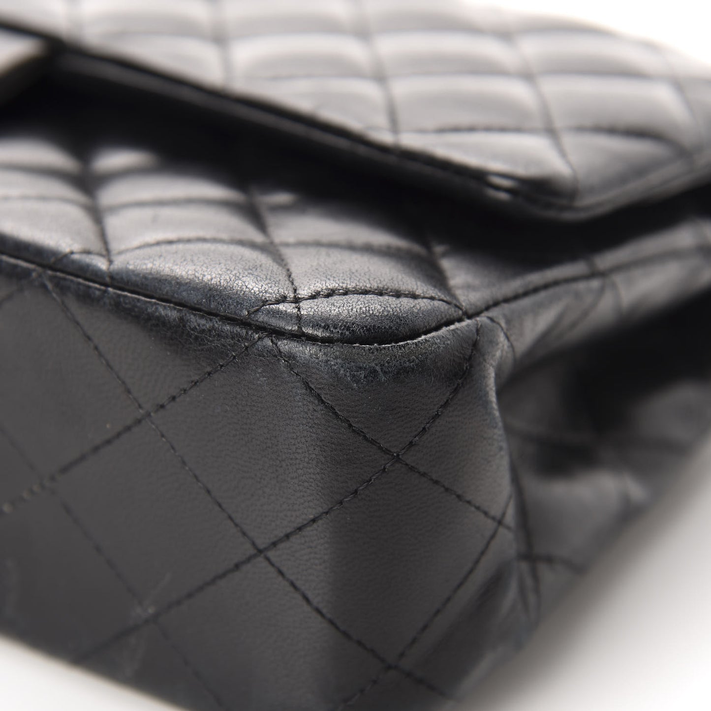 Lambskin Quilted Medium Double Flap Black