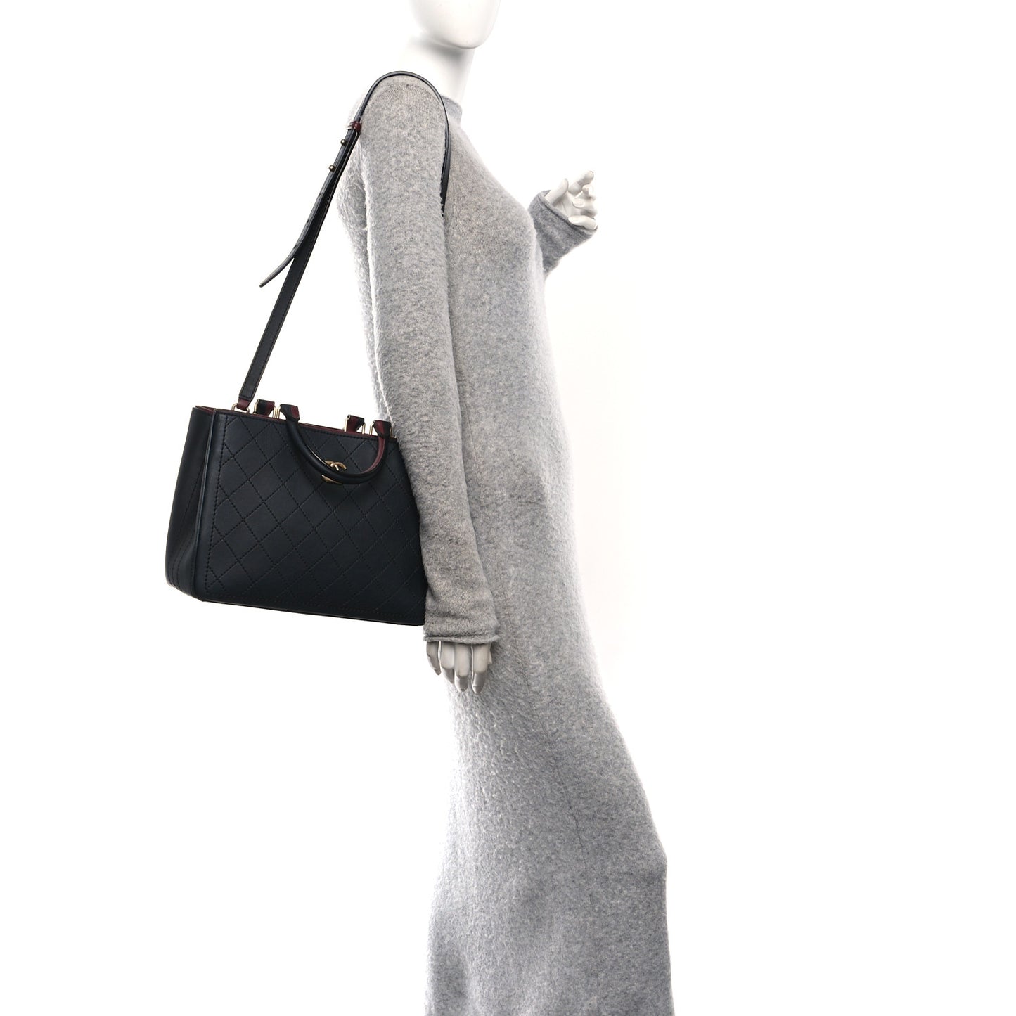 Bullskin Stitched Bi-Color Medium Shopping Tote Black