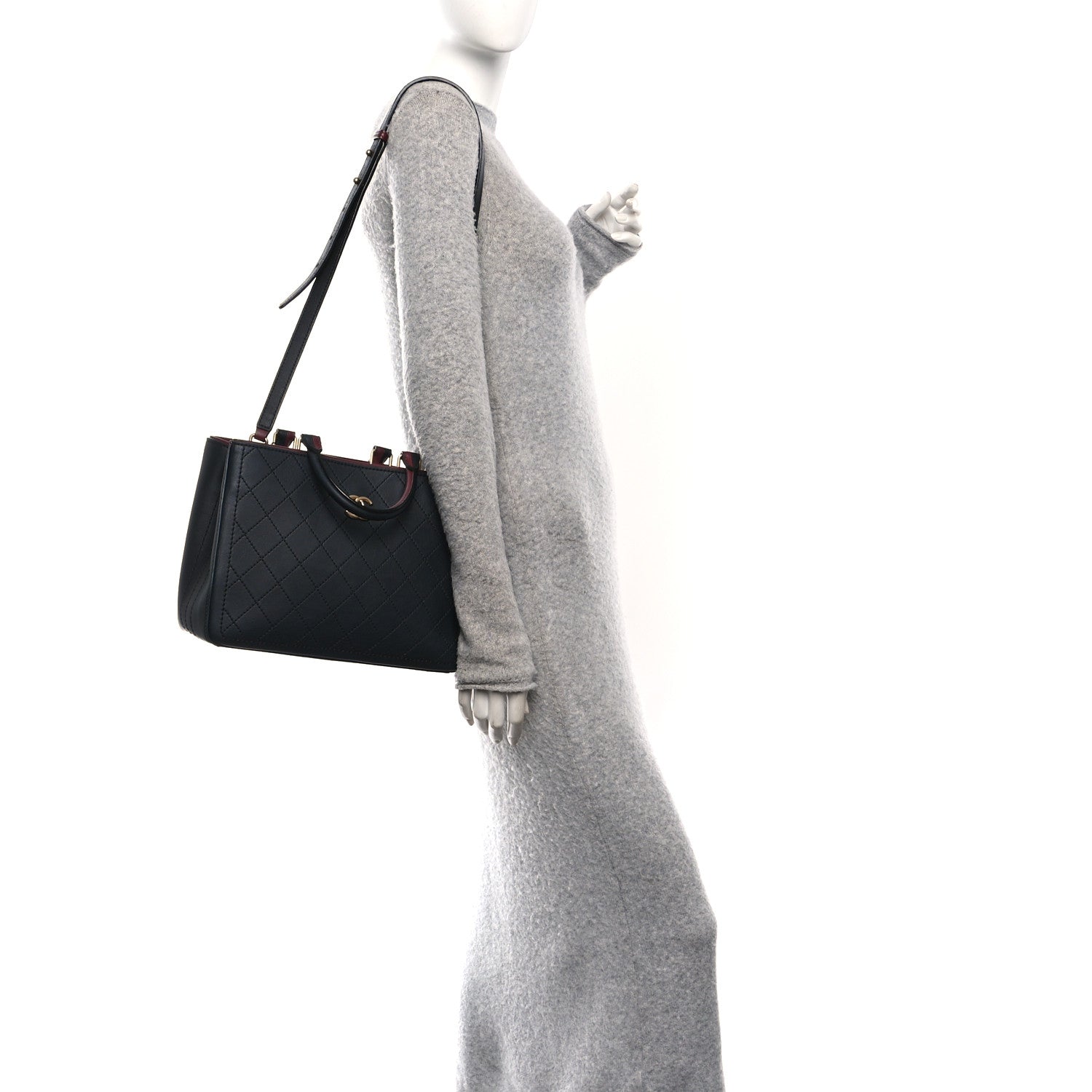 Chanel Bullskin Stitched Bi-Color Medium Shopping Tote Black 2 of 10