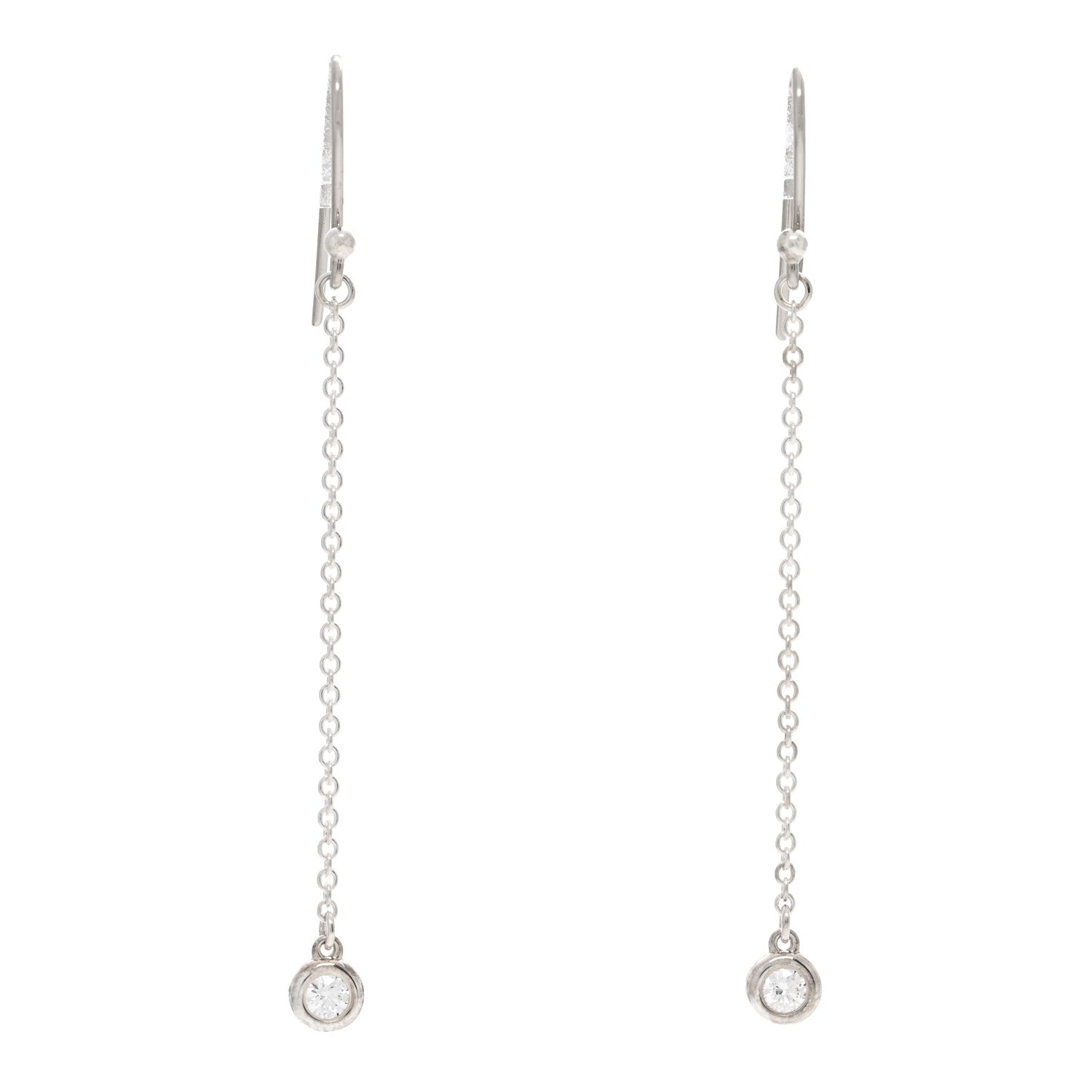 Tiffany Sterling Silver Diamond .10ct Elsa Peretti Diamonds by the Yard Drop Earrings 1 of 3