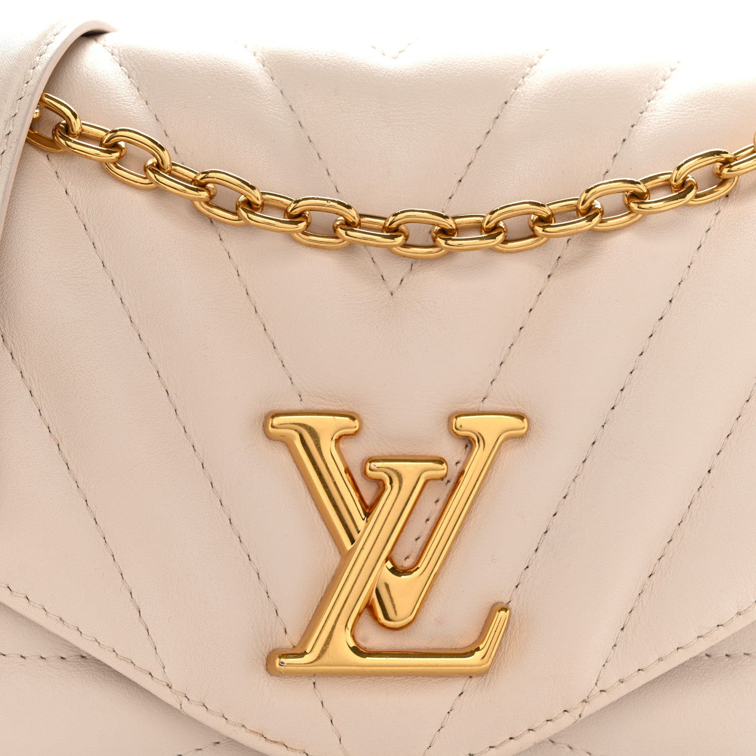 Louis Vuitton Calfskin LV New Wave Chain Bag GM Ivory 7 of 12