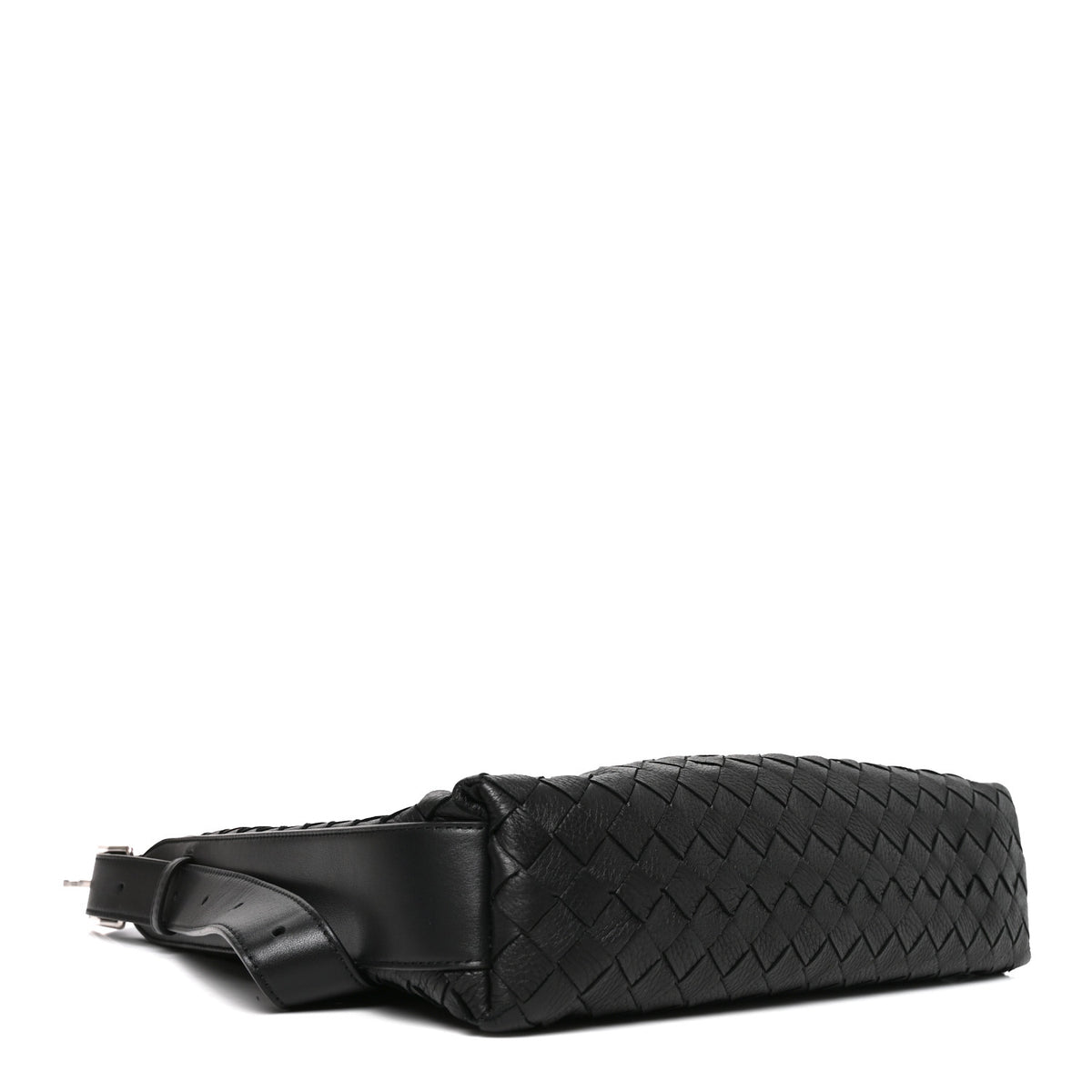 Deerskin Intrecciato Small Traveler Hobo Black