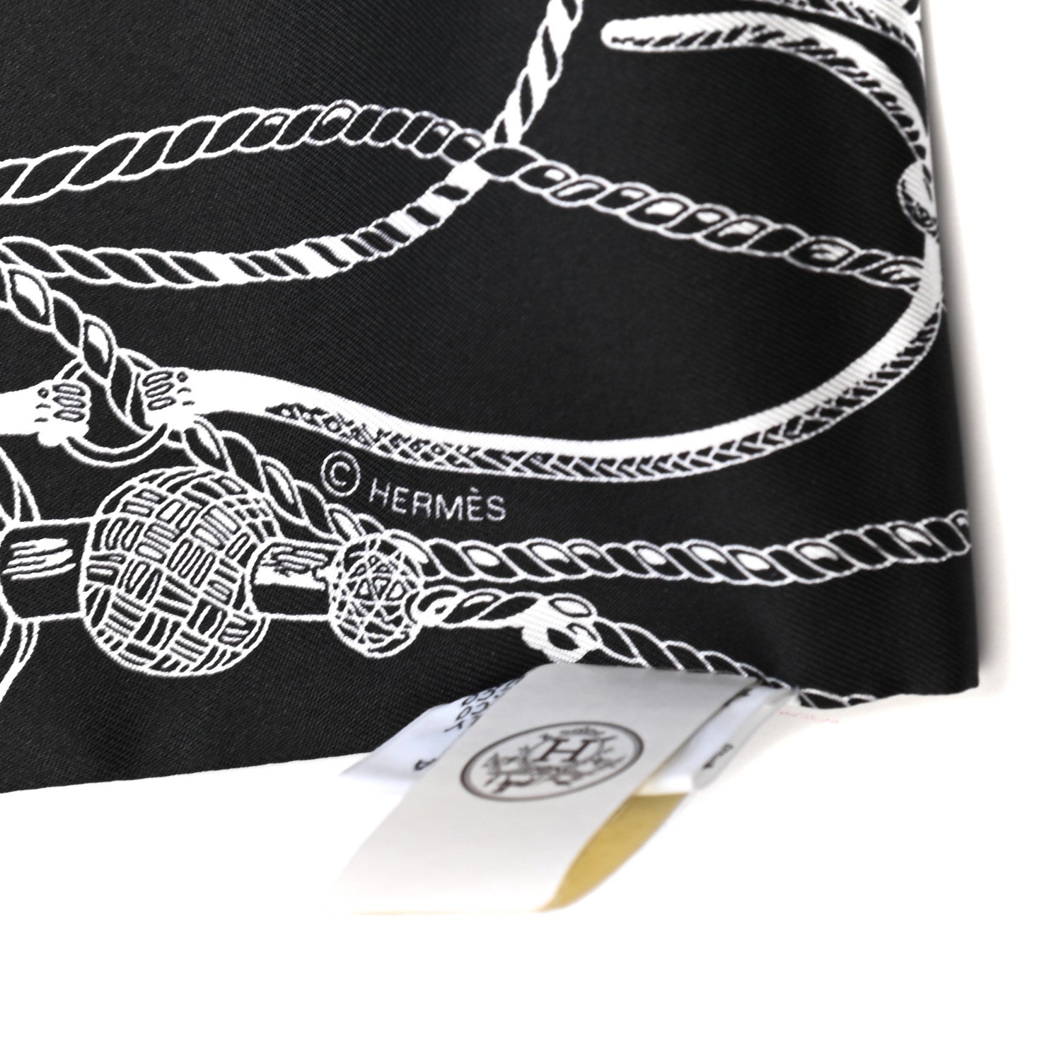 Hermes Silk Passementerie Maxi Twilly Cut Black White Beige 4 of 4