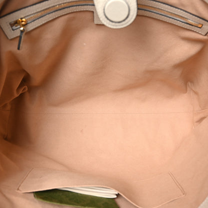 Gucci GG Supreme Monogram Textured Dollar Calfskin Web Medium Ophidia Shopping Tote Beige Ebony Mystic White 5 of 10