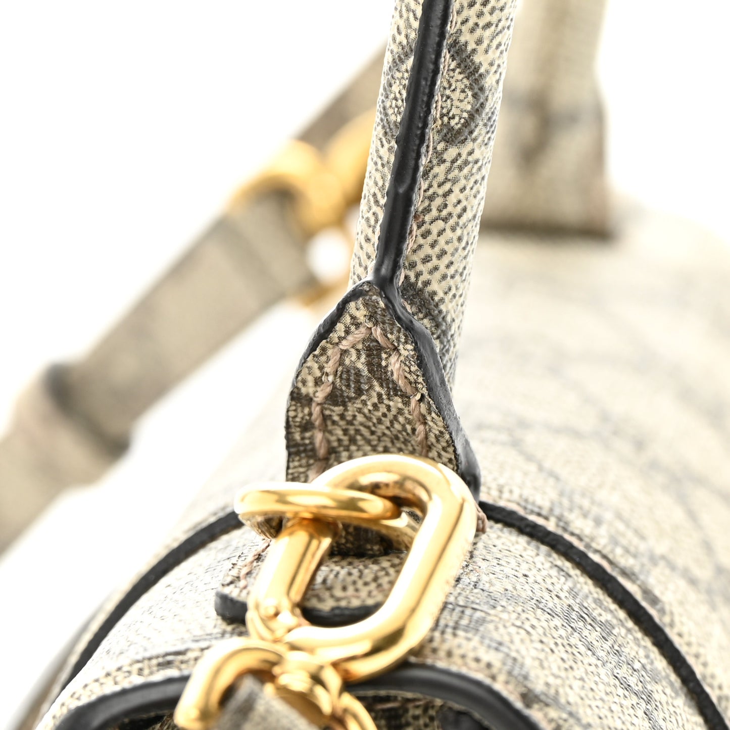 X GUCCI GG Supreme Monogram Small Hourglass Top Handle Bag Beige Ebony