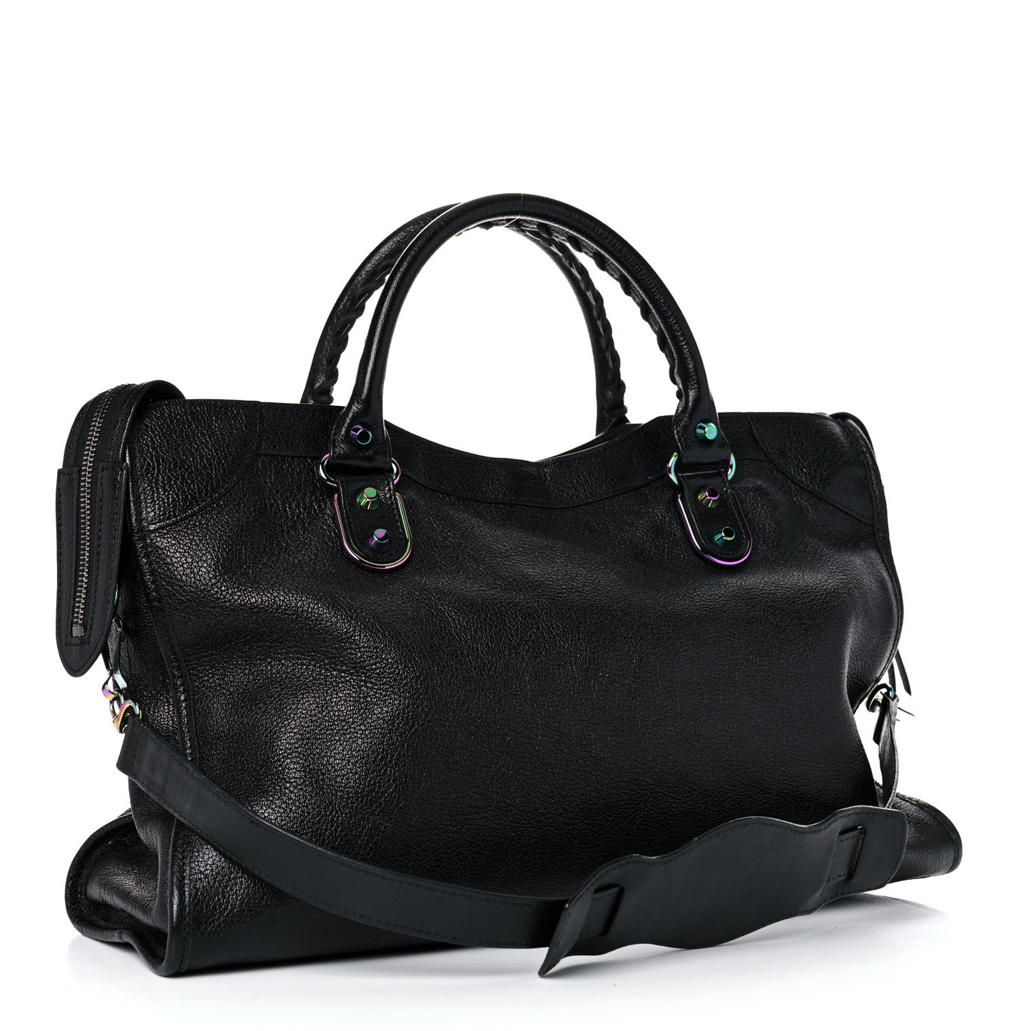 Chevre Iridescent Metallic Edge Hardware City Black