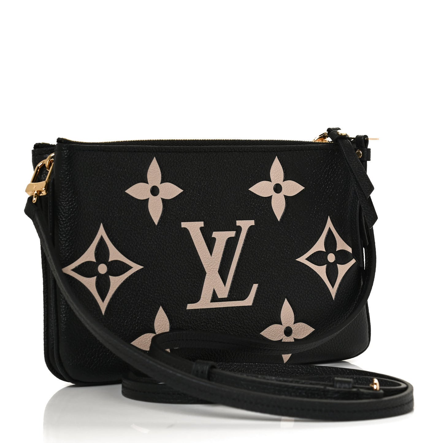 Empreinte Monogram Giant Double Zip Pochette Black Cream