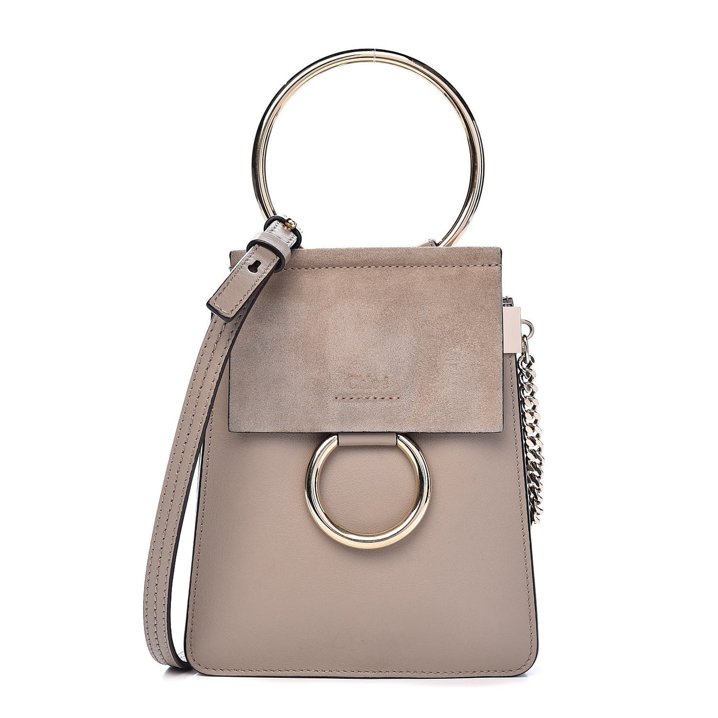 Suede Calfskin Mini Faye Bracelet Bag Motty Grey