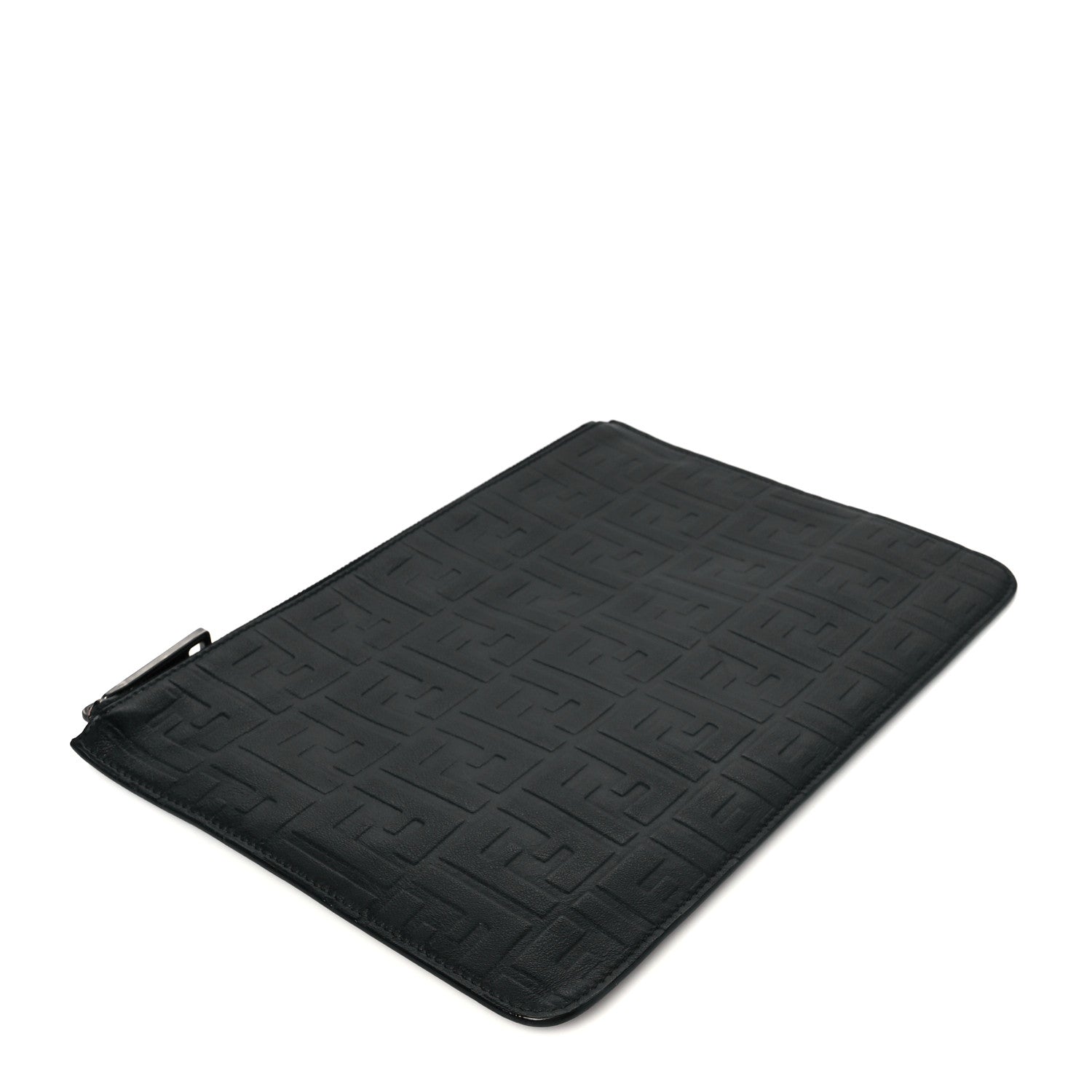 Fendi Vitello Grace FF 1974 Embossed Pouch Black 4 of 9
