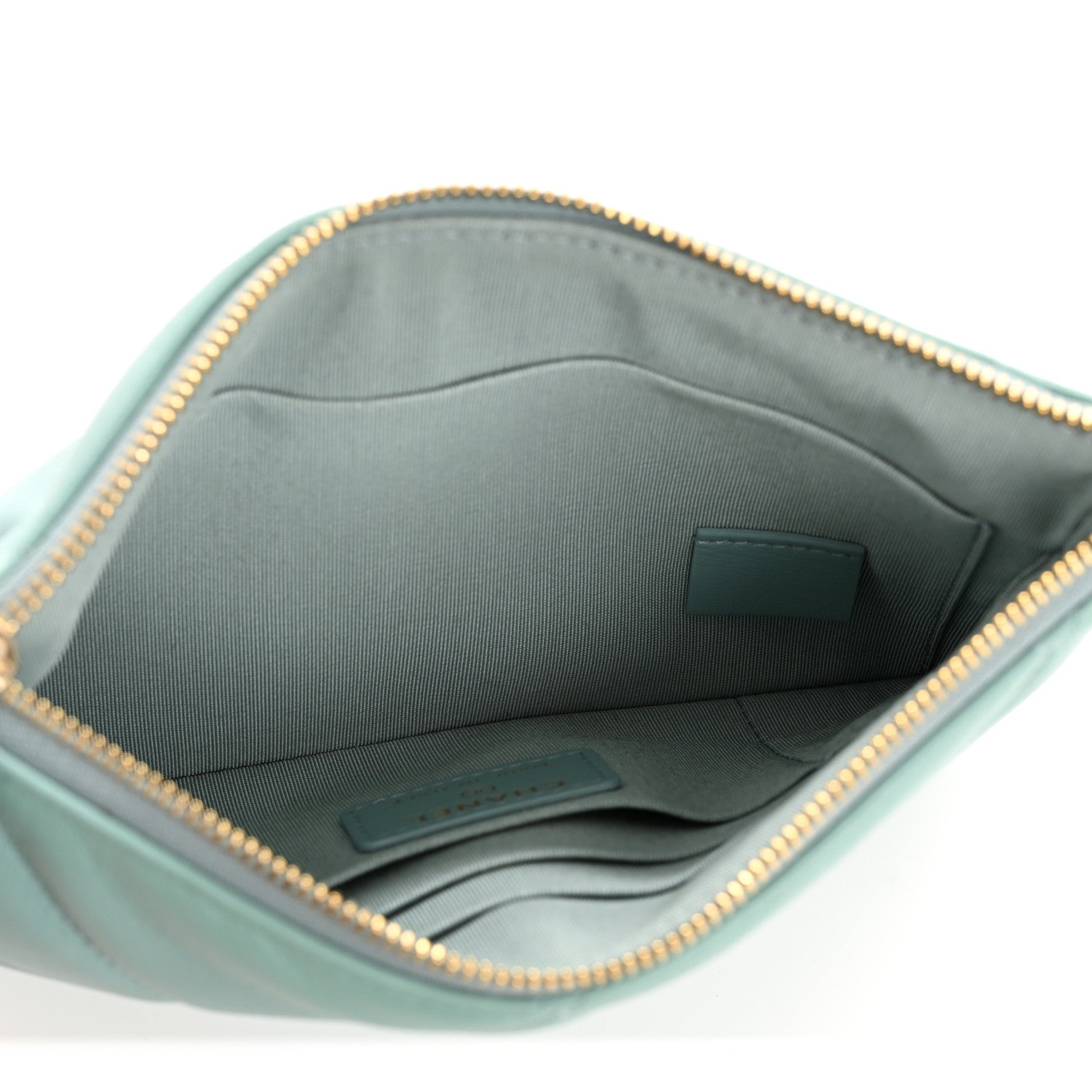 Chanel Goatskin Quilted Small Chanel 19 Pouch Light Blue 5 of 7