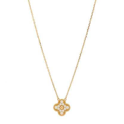 Van Cleef & Arpels 18K Yellow Gold Diamond Vintage Alhambra Pendant Necklace 1 of 7