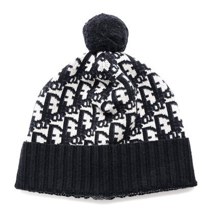 Christian Dior Cashmere Oblique PomPom Beanie Navy Blue 3 of 5