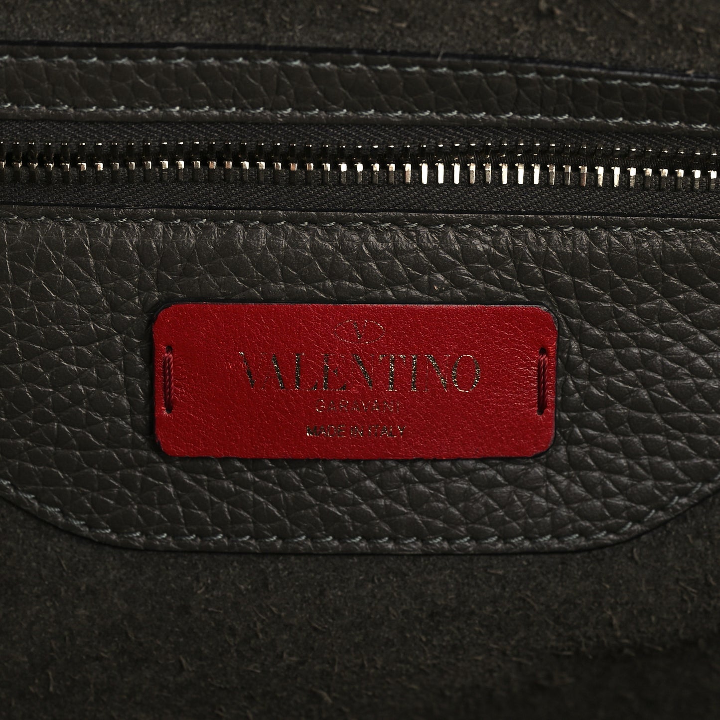 Grained Calfskin Rockstud Shoulder Tote Graphite
