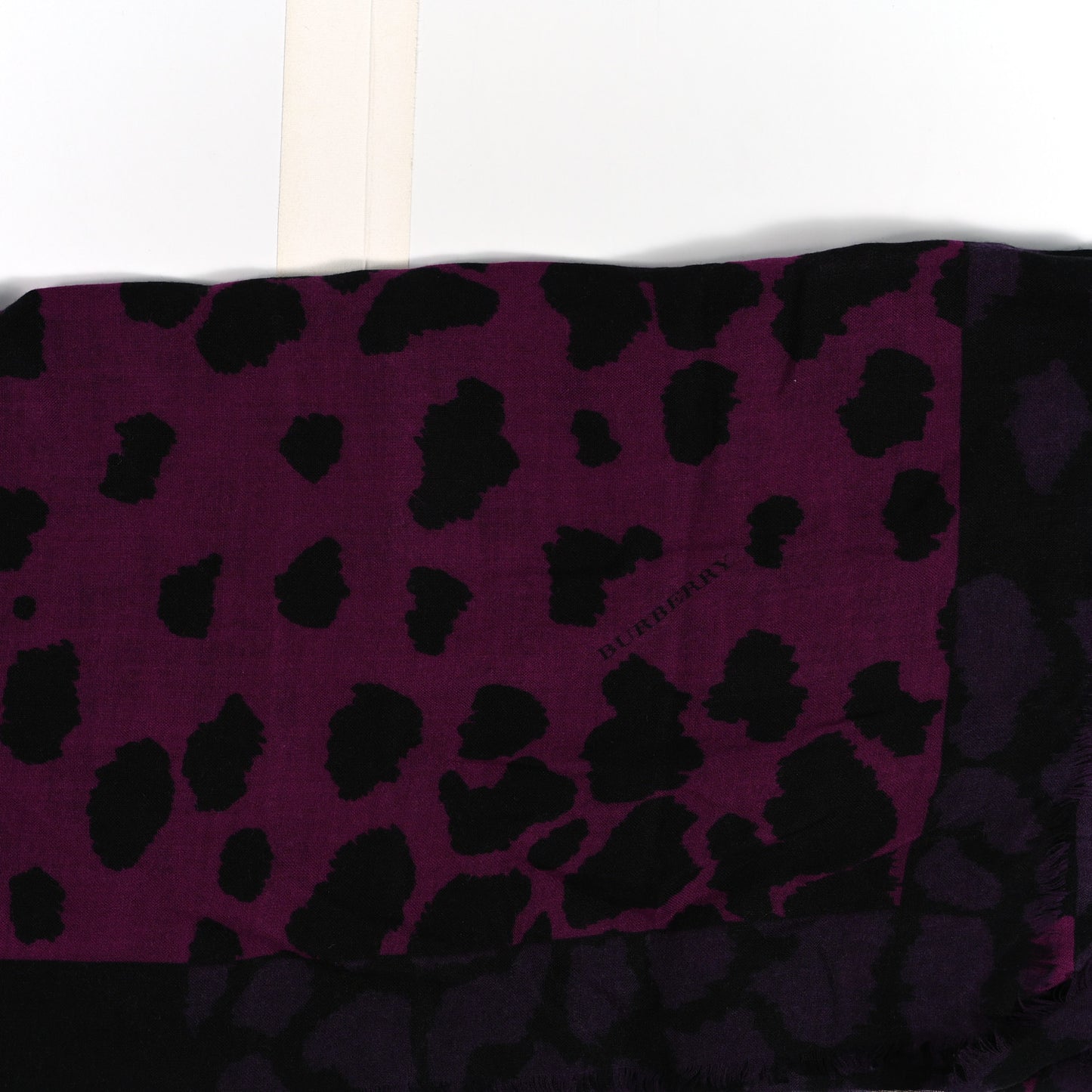 Wool Silk Cashmere London Animal Print Square Scarf Magenta