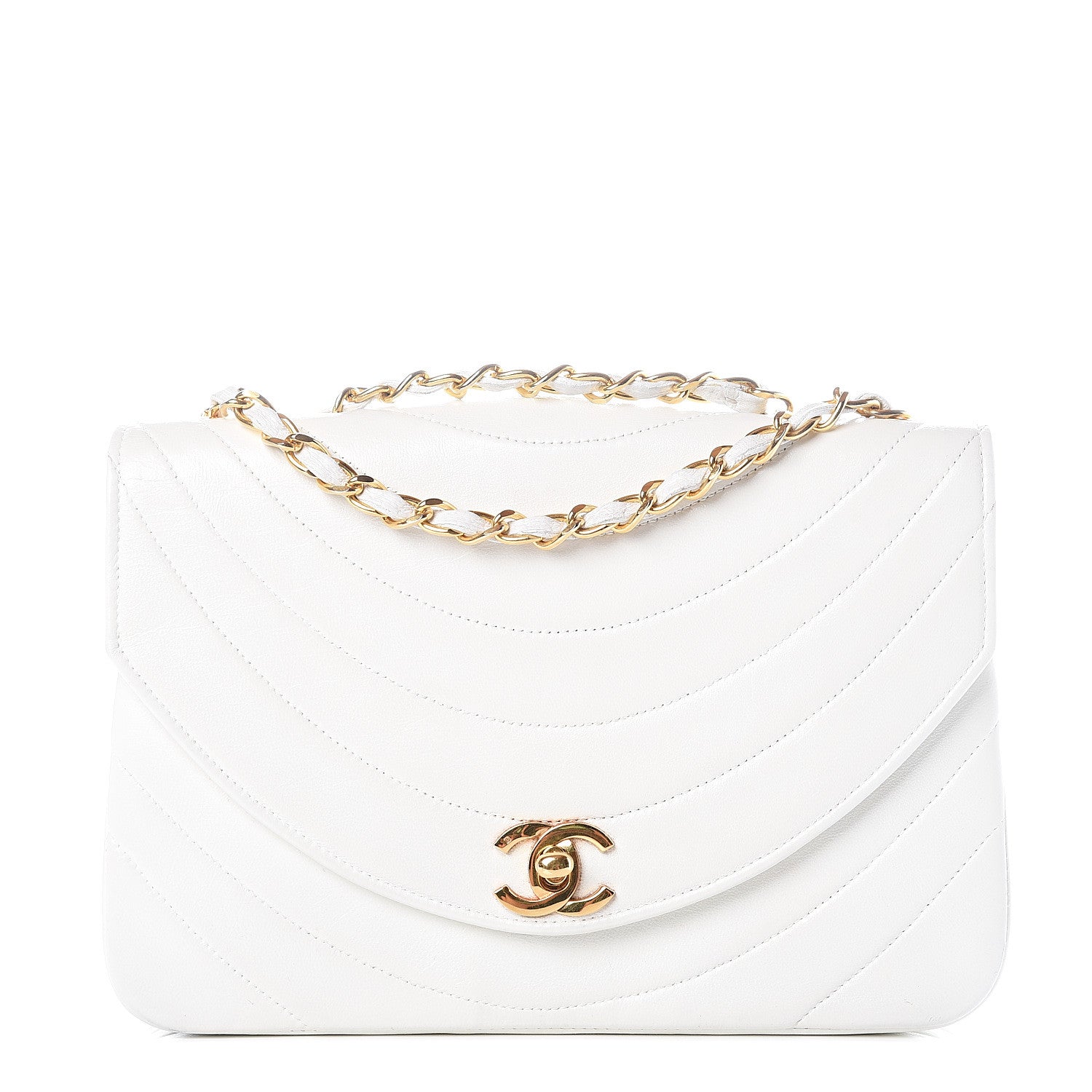 Chanel Lambskin Stitched Small Single Flap White 1 of 13