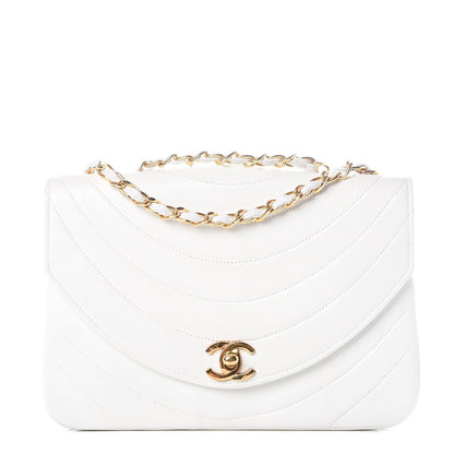 Chanel Lambskin Stitched Small Single Flap White 1 of 13