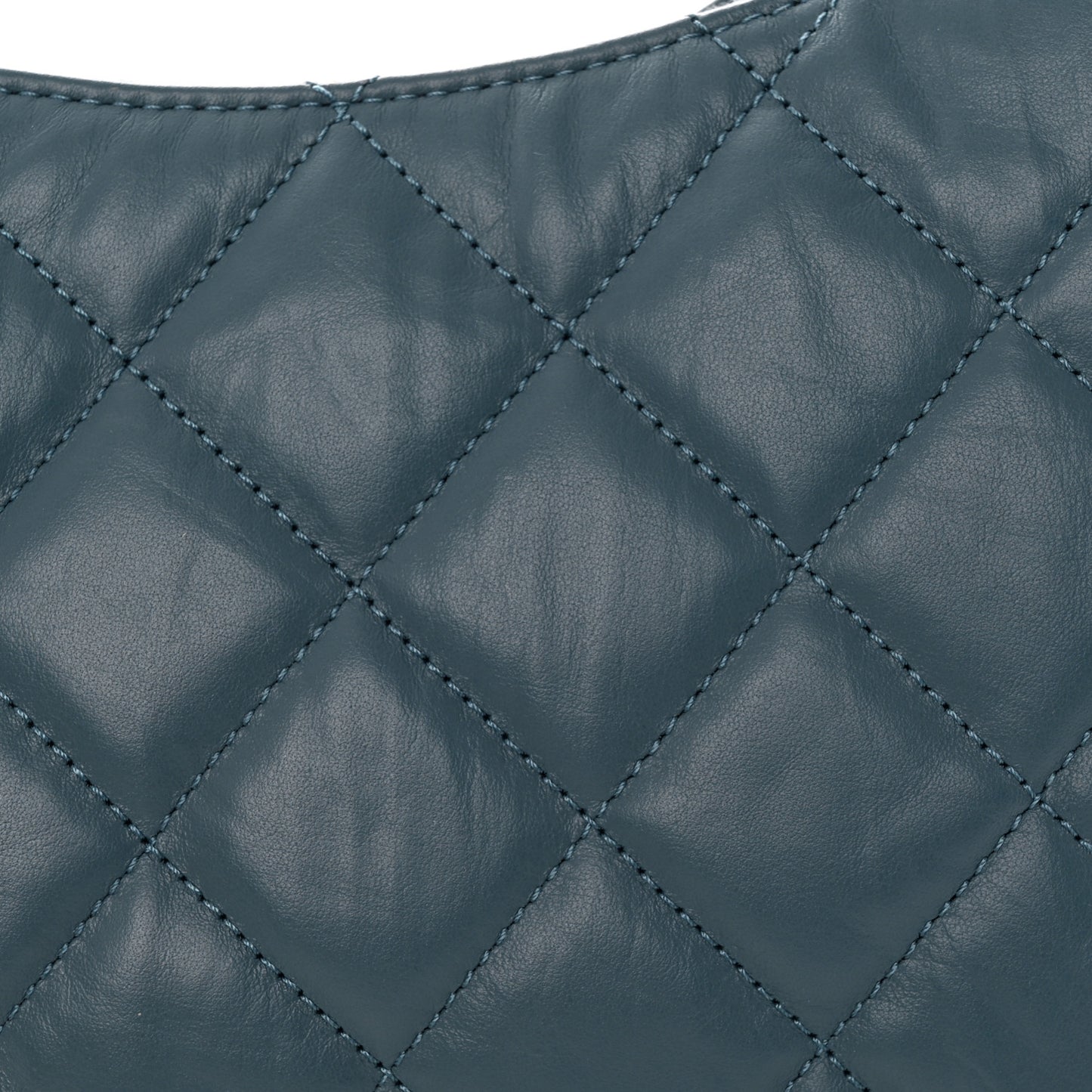 Crumpled Calfskin Quilted Braided CC Hobo Blue