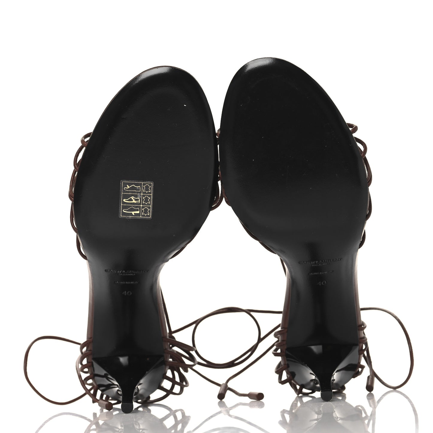Lambskin Babylone 90 Ankle Wrap Sandals 40 Cigare