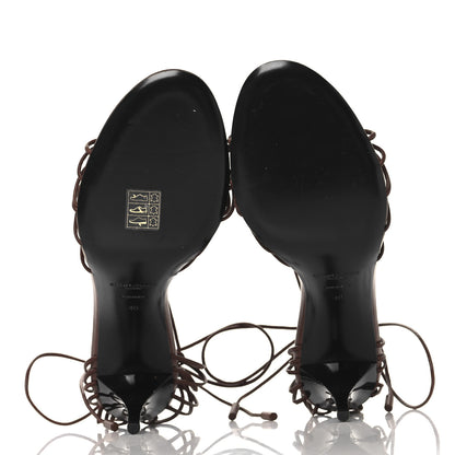 Saint Laurent Lambskin Babylone 90 Ankle Wrap Sandals 40 Cigare 6 of 8