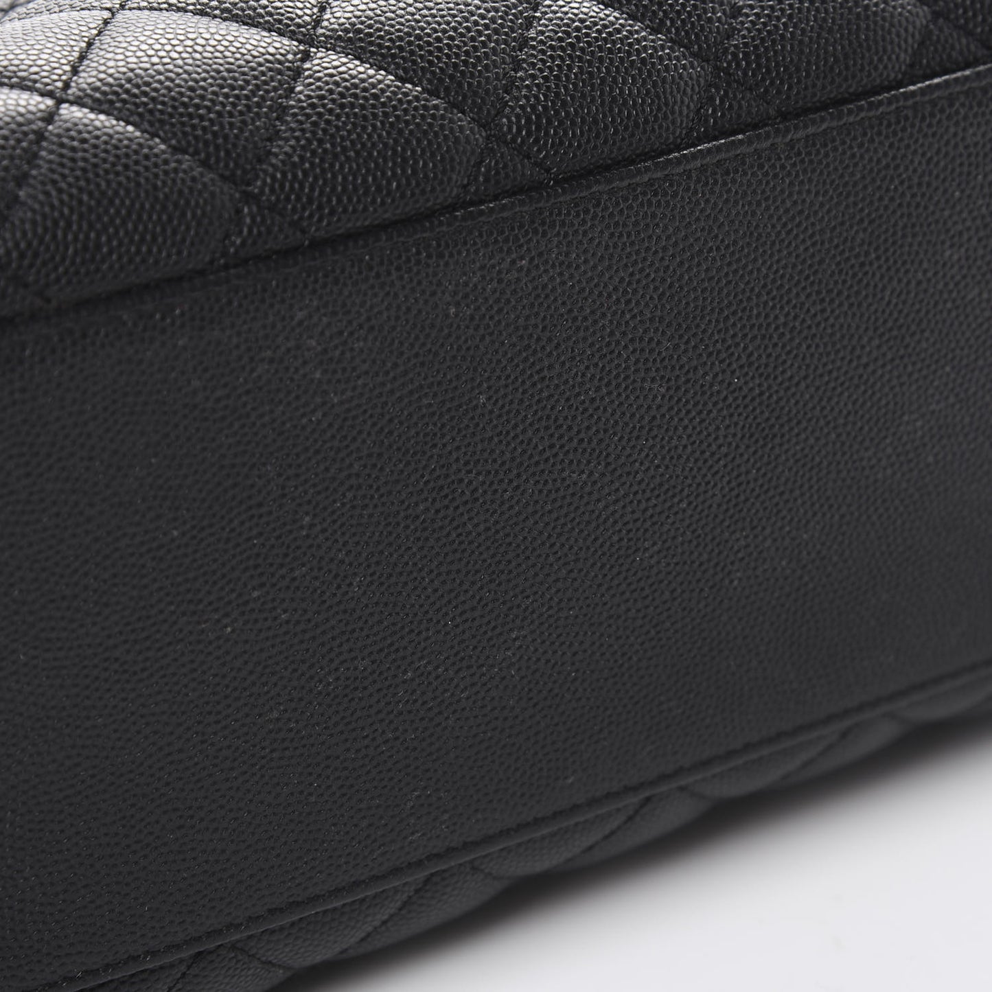 Caviar Quilted Large Coco Handle Flap Black