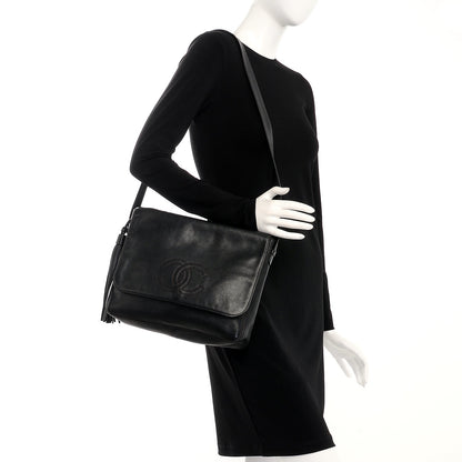 Chanel Lambskin CC Tassel Shoulder Flap Bag Black 2 of 7
