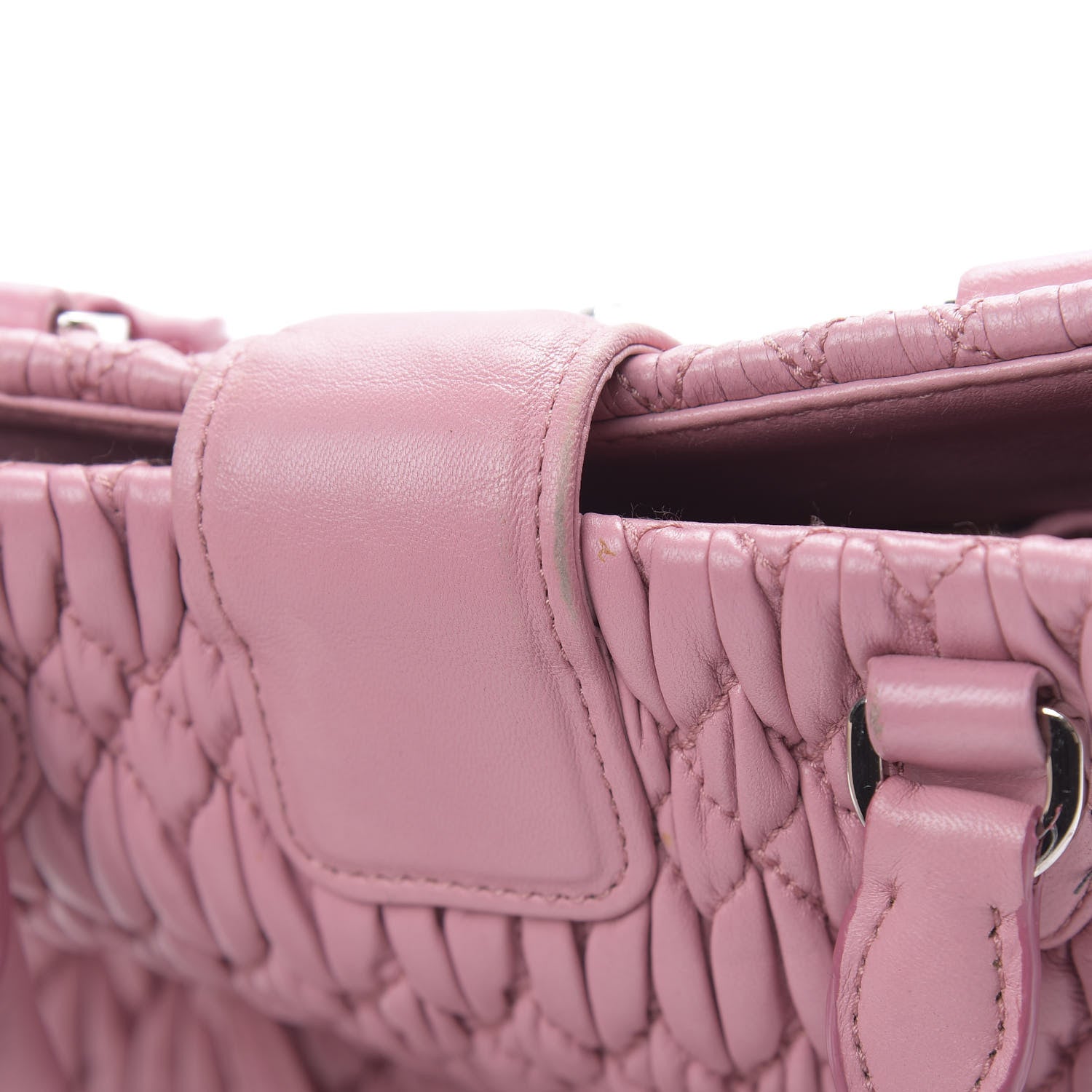 Miu Miu Nappa Matelasse Crystal Top Handle Rosa 14 of 14