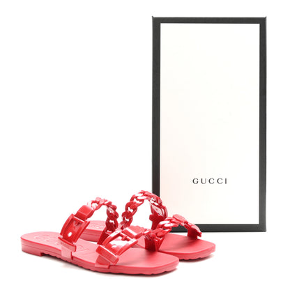 Gucci Rubber Womens Slide Sandals 36 Hibiscus Red 10 of 10