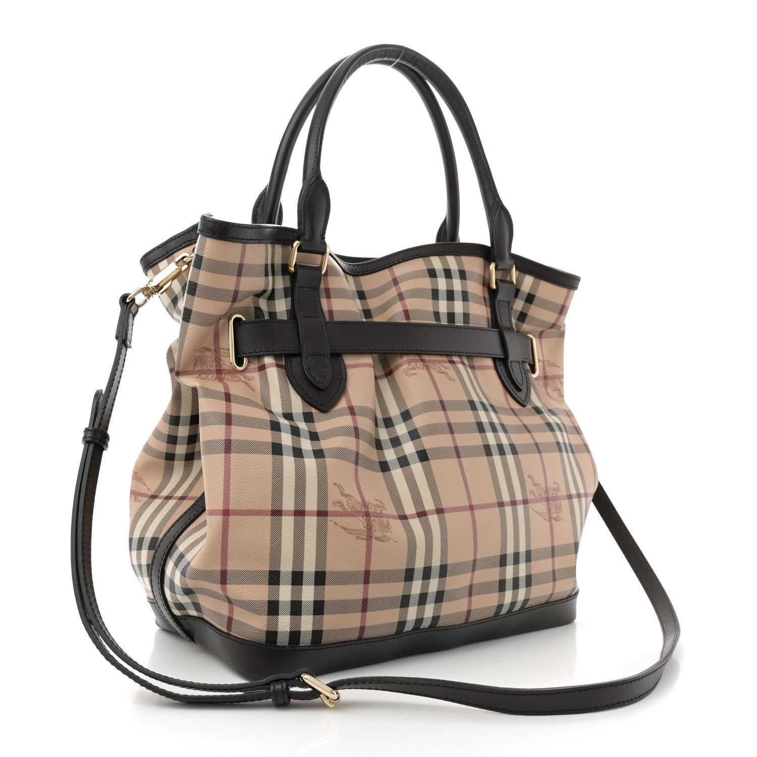Burberry Haymarket Check Medium Golderton Tote Chocolate 3 of 10