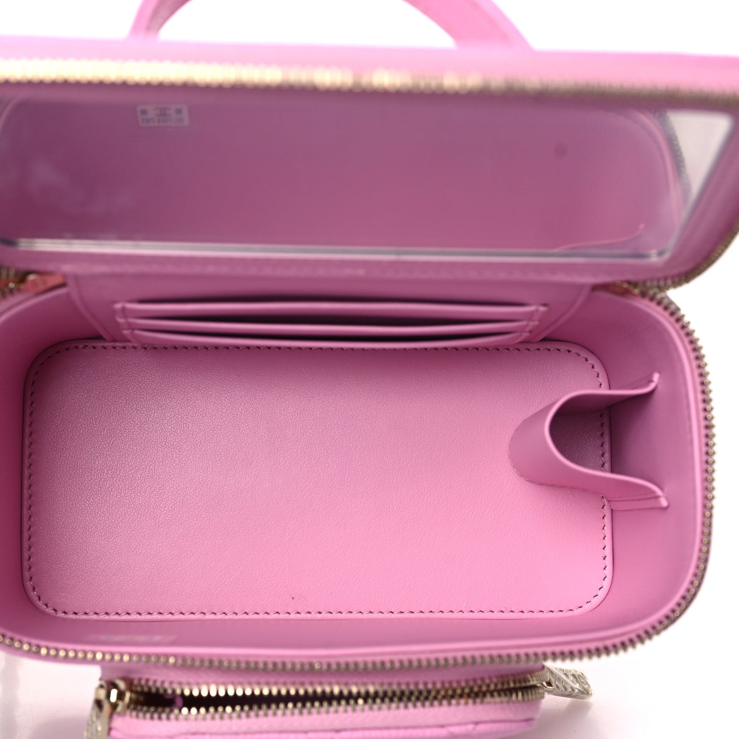 Caviar Quilted Top Handle Pocket Vanity Case Lilac