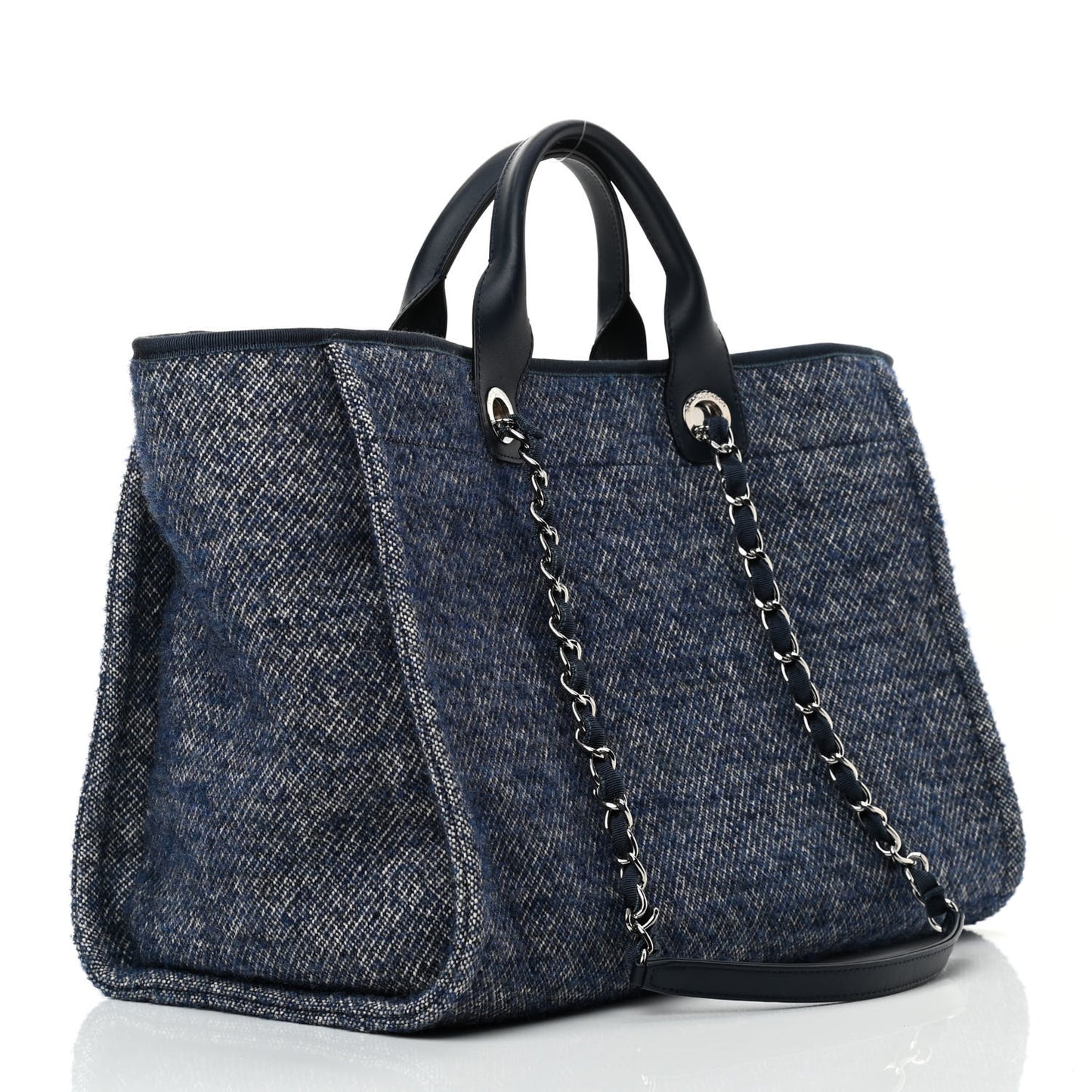Mixed Fibers Calfskin Medium Deauville Tote Blue