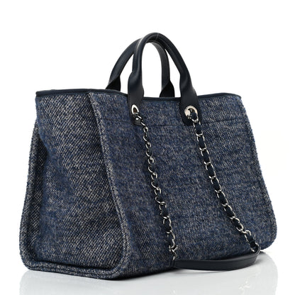 Chanel Mixed Fibers Calfskin Medium Deauville Tote Blue 3 of 11