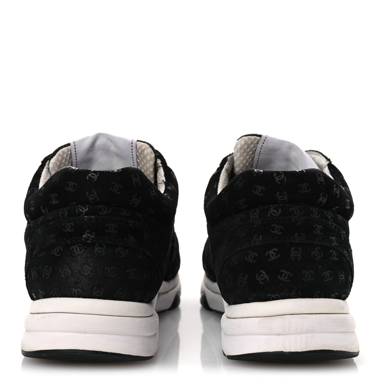 Suede Calfskin Printed CC Sneakers 38.5 Black