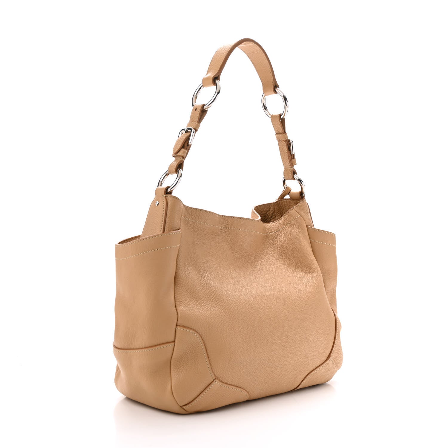 Prada Vitello Daino Side Pocket Hobo Sabbia 3 of 13