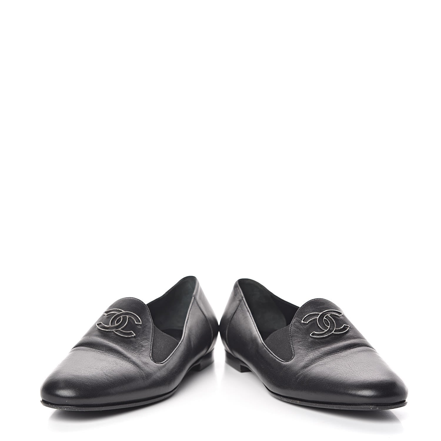 Chanel Lambskin CC Loafers 36 Black 6 of 16