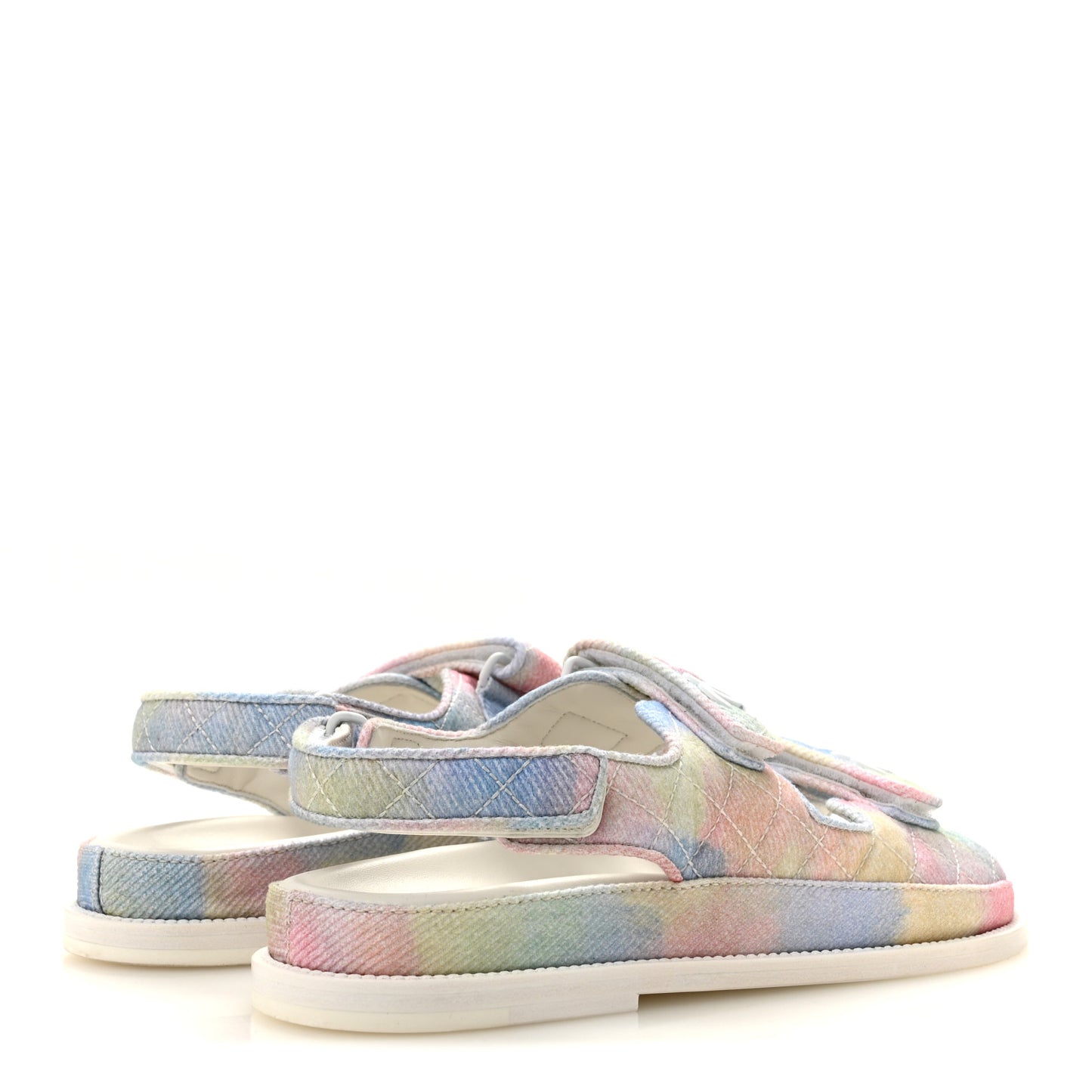 Printed Fabric Quilted Dad Sandals 41 Green Pink Blue