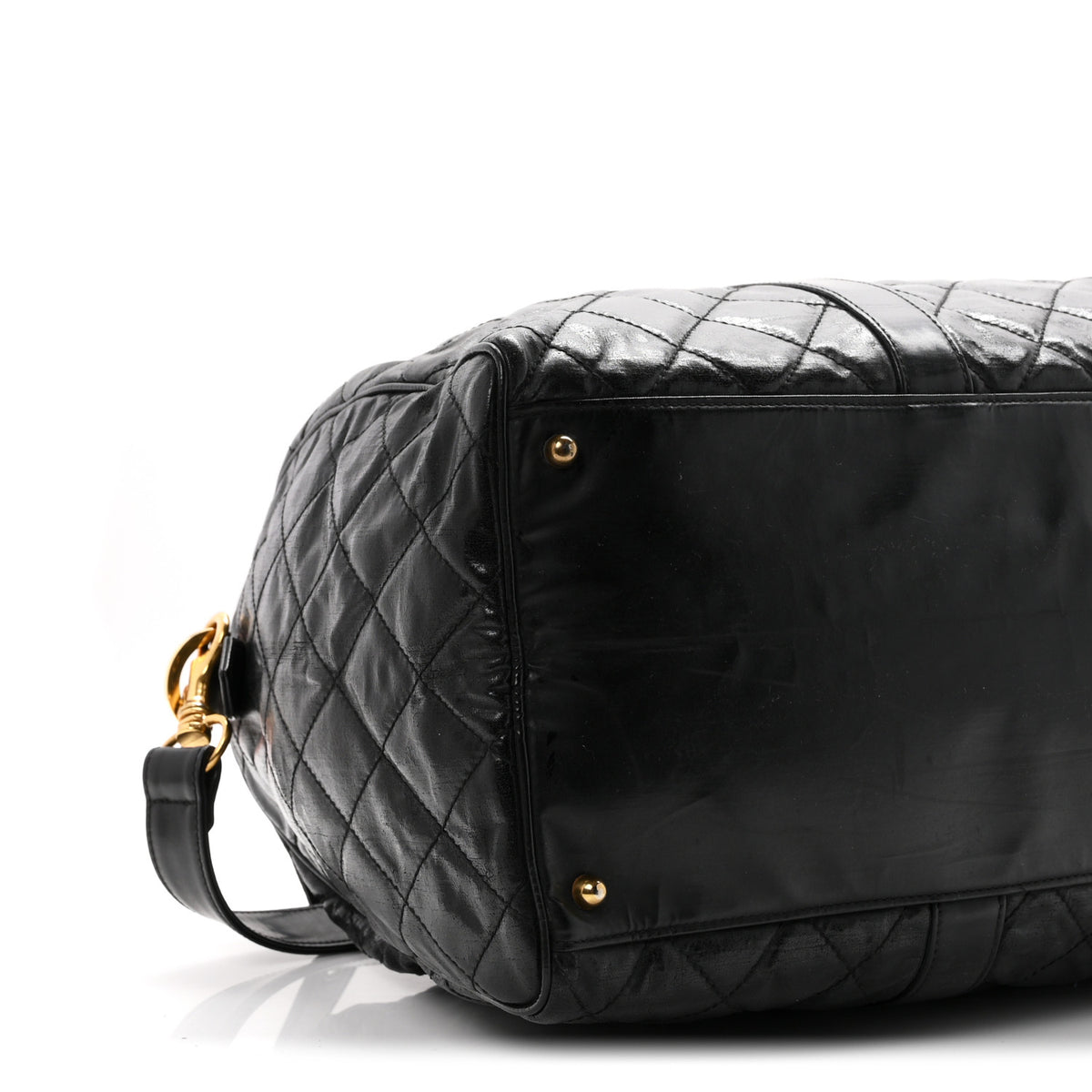 Chanel Calfskin Stitched Duffle Travel Bag Black 8 of 9